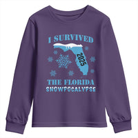 Funny I Survived The Florida Snowpocalypse 2025 Youth Sweatshirt Snowflakes