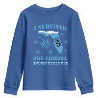 Funny I Survived The Florida Snowpocalypse 2025 Youth Sweatshirt Snowflakes