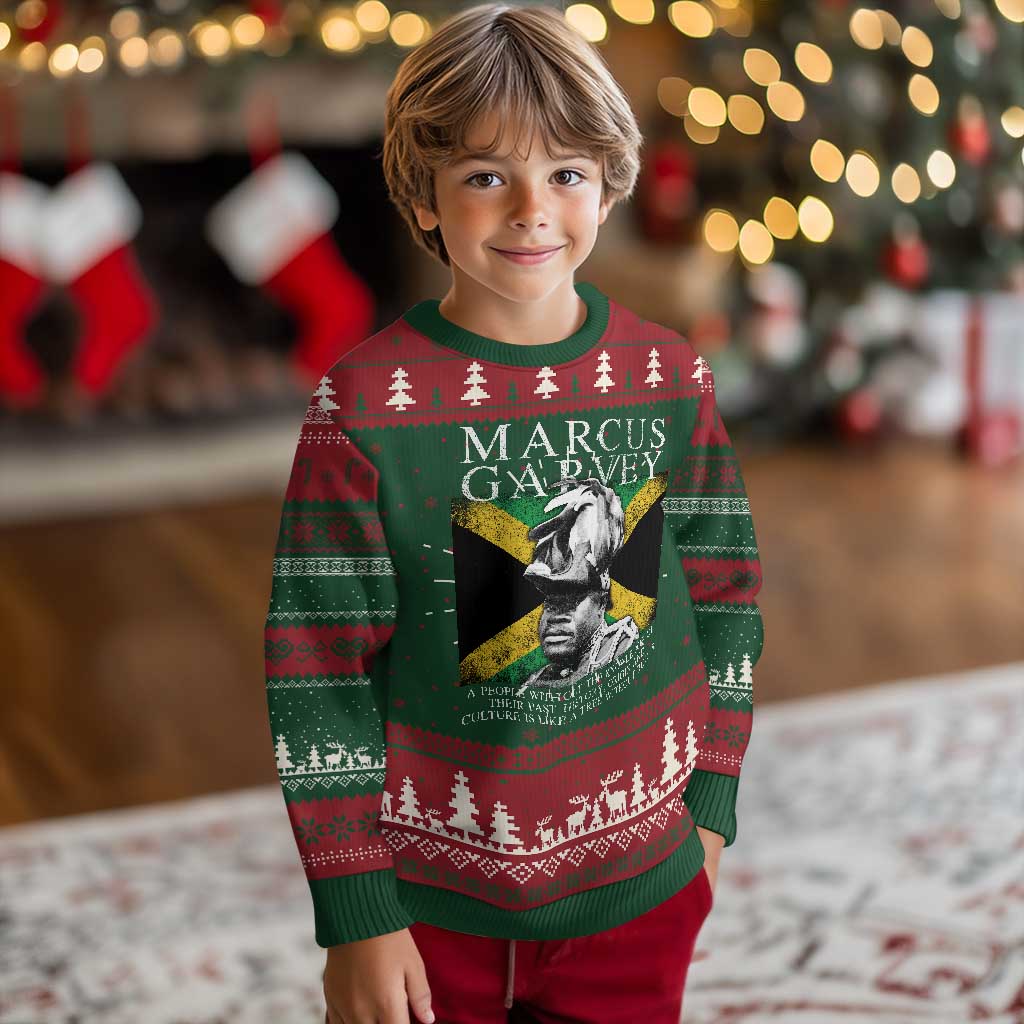 Marcus Garvey Quote Knitted Sweatshirt A People Without The Knowledge Of Their Past History Origin And Culture Jamaican Flag - Wonder Print Shop
