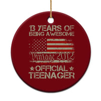 Funny 13th Birthday Ceramic Ornament Vintage 2012 Official Teenager 13 Years Of Being Awesome USA Flag - Wonder Print Shop