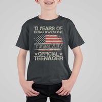 Funny 13th Birthday T Shirt For Kid Vintage 2012 Official Teenager 13 Years Of Being Awesome USA Flag