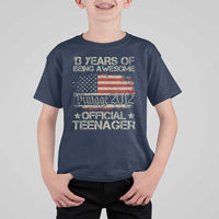 Funny 13th Birthday T Shirt For Kid Vintage 2012 Official Teenager 13 Years Of Being Awesome USA Flag