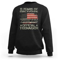 Funny 13th Birthday Sweatshirt Vintage 2012 Official Teenager 13 Years Of Being Awesome USA Flag