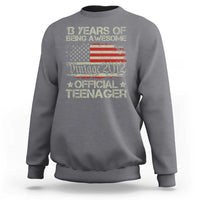 Funny 13th Birthday Sweatshirt Vintage 2012 Official Teenager 13 Years Of Being Awesome USA Flag