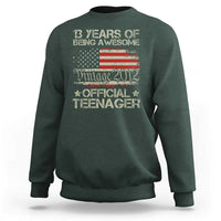 Funny 13th Birthday Sweatshirt Vintage 2012 Official Teenager 13 Years Of Being Awesome USA Flag