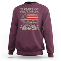 Funny 13th Birthday Sweatshirt Vintage 2012 Official Teenager 13 Years Of Being Awesome USA Flag