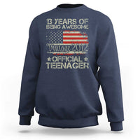 Funny 13th Birthday Sweatshirt Vintage 2012 Official Teenager 13 Years Of Being Awesome USA Flag