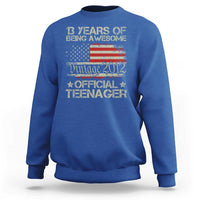 Funny 13th Birthday Sweatshirt Vintage 2012 Official Teenager 13 Years Of Being Awesome USA Flag