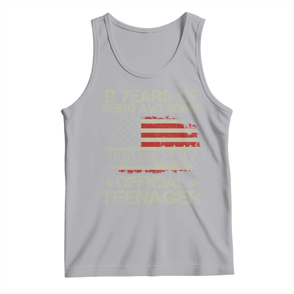 Funny 13th Birthday Tank Top Vintage 2012 Official Teenager 13 Years Of Being Awesome USA Flag