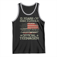 Funny 13th Birthday Tank Top Vintage 2012 Official Teenager 13 Years Of Being Awesome USA Flag