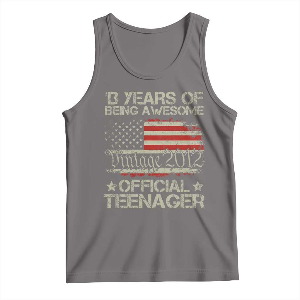 Funny 13th Birthday Tank Top Vintage 2012 Official Teenager 13 Years Of Being Awesome USA Flag