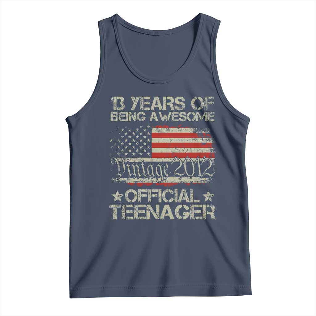Funny 13th Birthday Tank Top Vintage 2012 Official Teenager 13 Years Of Being Awesome USA Flag