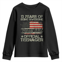 Funny 13th Birthday Youth Sweatshirt Vintage 2012 Official Teenager 13 Years Of Being Awesome USA Flag