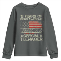 Funny 13th Birthday Youth Sweatshirt Vintage 2012 Official Teenager 13 Years Of Being Awesome USA Flag