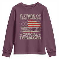 Funny 13th Birthday Youth Sweatshirt Vintage 2012 Official Teenager 13 Years Of Being Awesome USA Flag