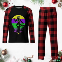 Funny Mardi Gras Rougarou Plaid Pajama Set Beads Carnival Cryptids Of Louisiana