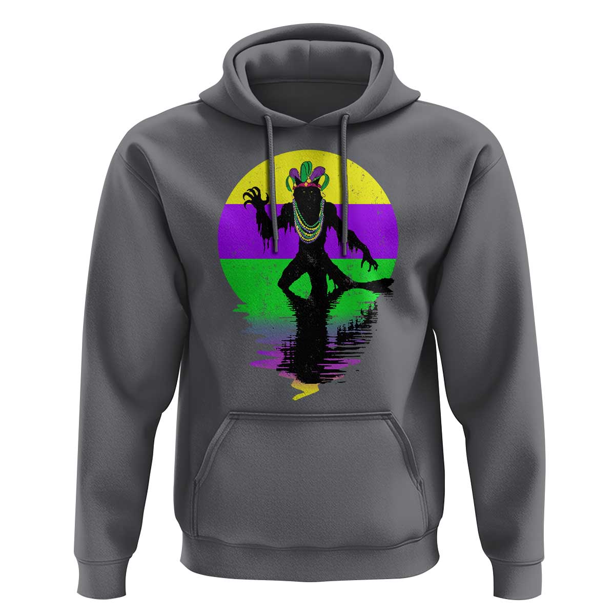 Funny Mardi Gras Rougarou Hoodie Beads Carnival Cryptids Of Louisiana