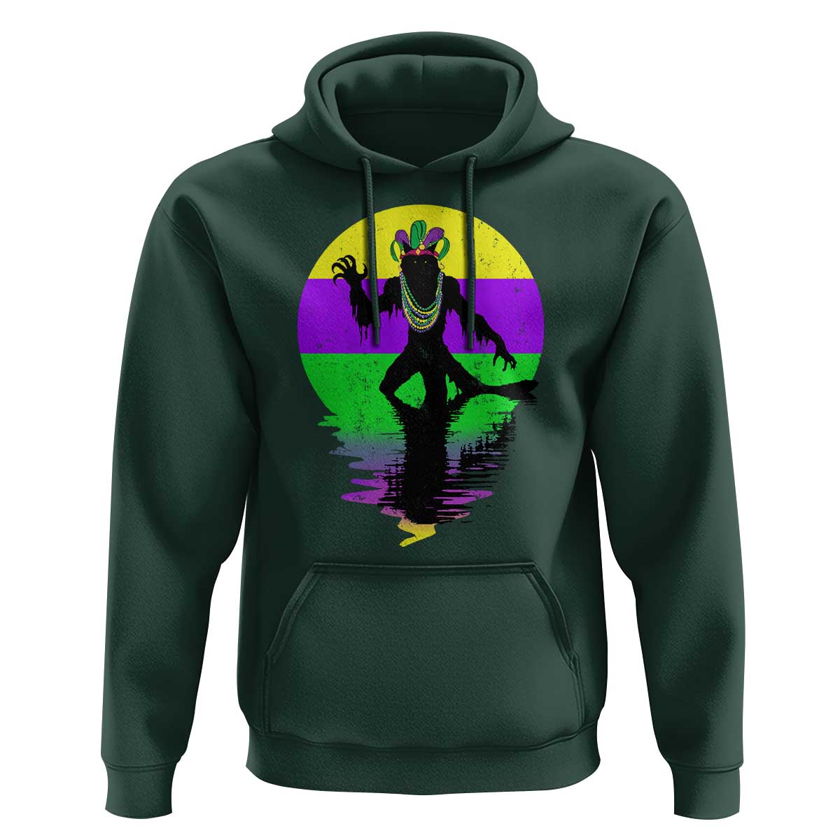 Funny Mardi Gras Rougarou Hoodie Beads Carnival Cryptids Of Louisiana
