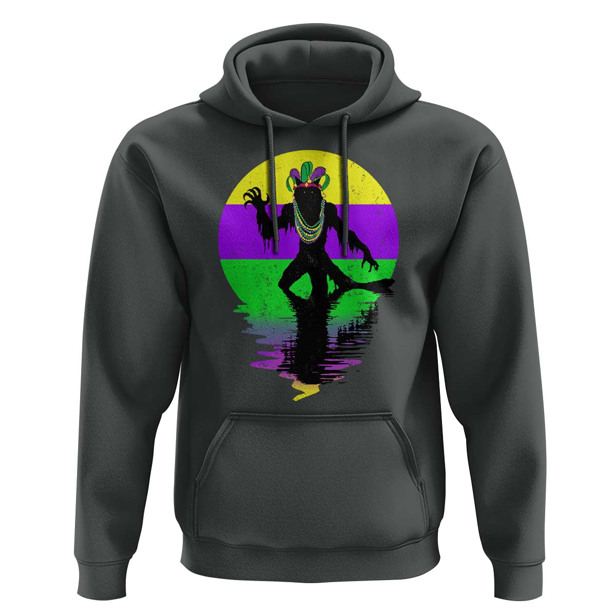 Funny Mardi Gras Rougarou Hoodie Beads Carnival Cryptids Of Louisiana