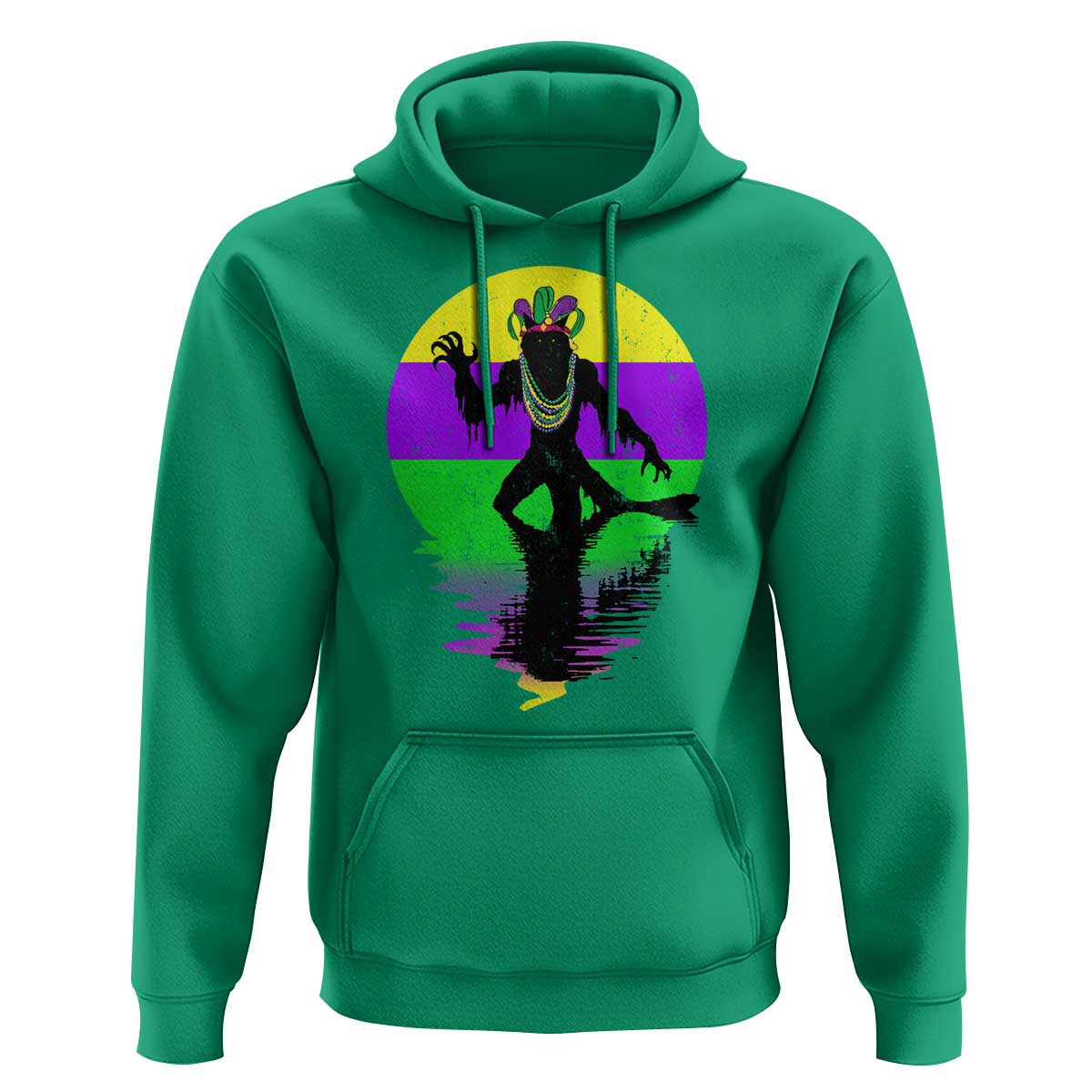 Funny Mardi Gras Rougarou Hoodie Beads Carnival Cryptids Of Louisiana