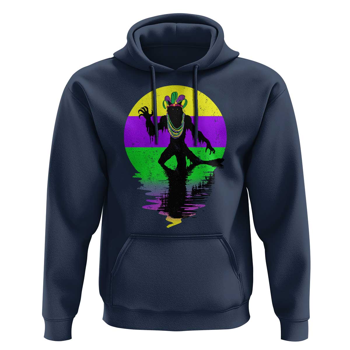 Funny Mardi Gras Rougarou Hoodie Beads Carnival Cryptids Of Louisiana