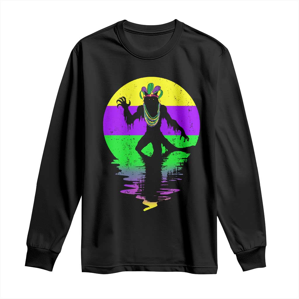 Funny Mardi Gras Rougarou Long Sleeve Shirt Beads Carnival Cryptids Of Louisiana