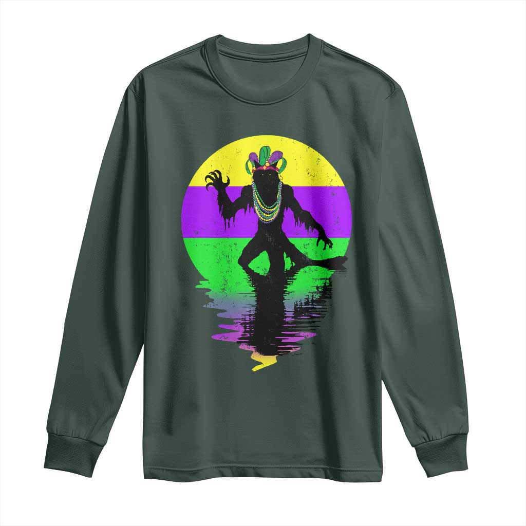 Funny Mardi Gras Rougarou Long Sleeve Shirt Beads Carnival Cryptids Of Louisiana