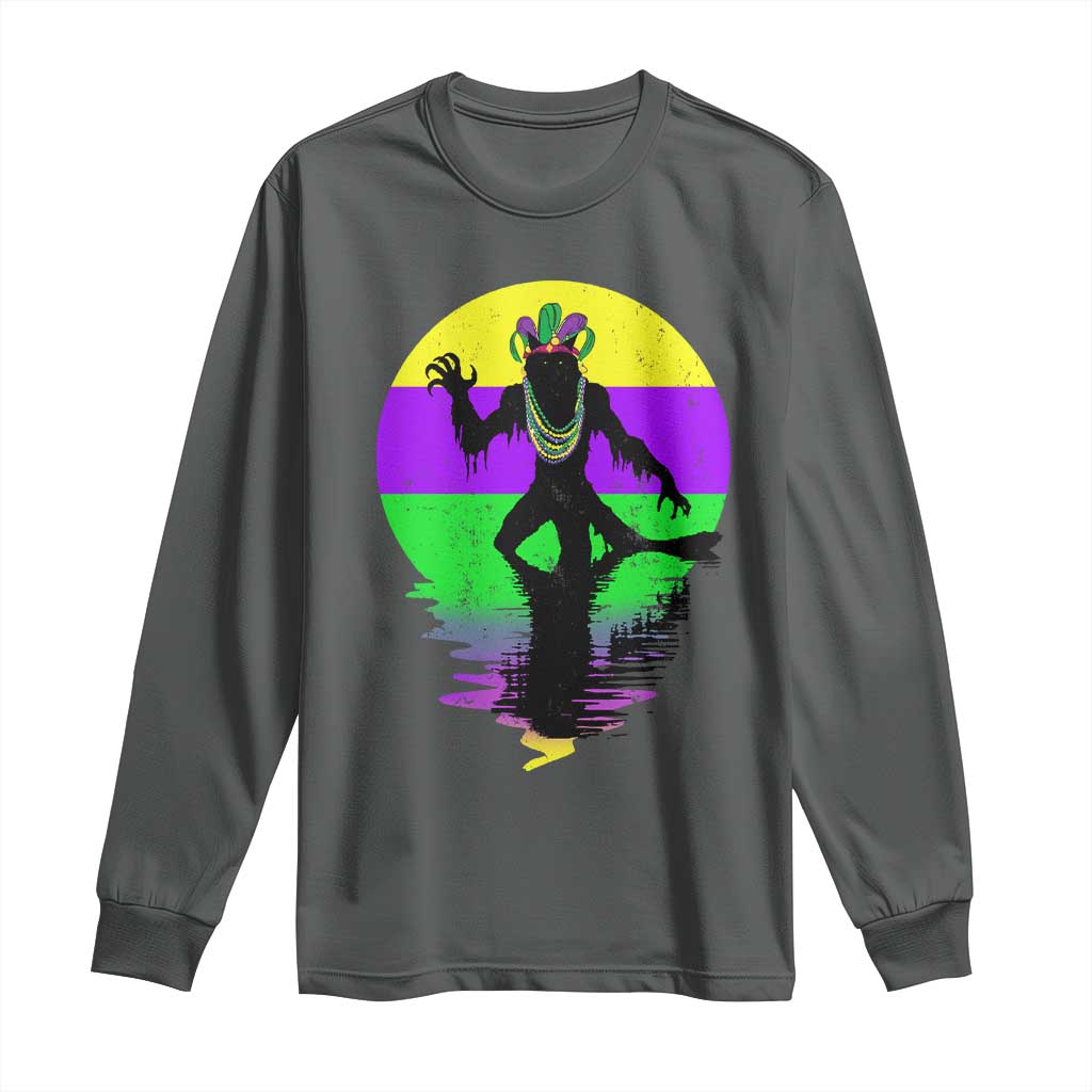 Funny Mardi Gras Rougarou Long Sleeve Shirt Beads Carnival Cryptids Of Louisiana