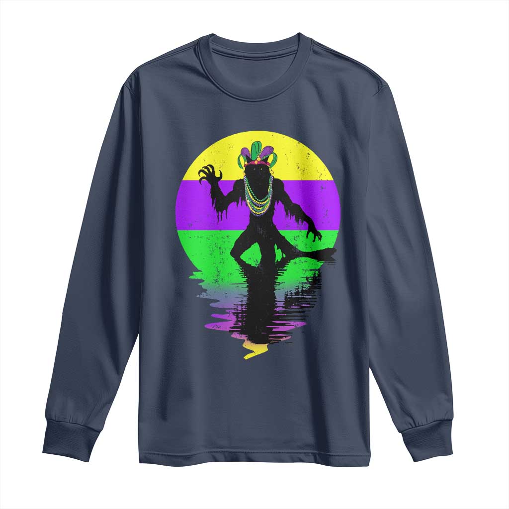 Funny Mardi Gras Rougarou Long Sleeve Shirt Beads Carnival Cryptids Of Louisiana
