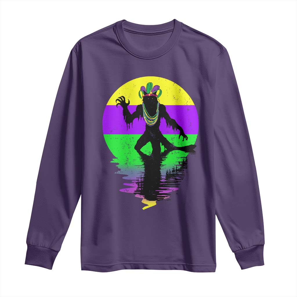 Funny Mardi Gras Rougarou Long Sleeve Shirt Beads Carnival Cryptids Of Louisiana