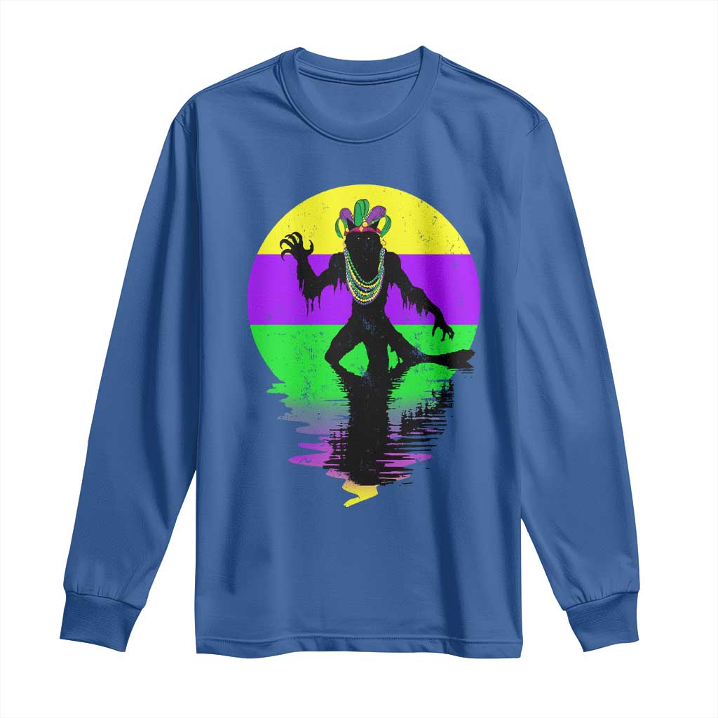 Funny Mardi Gras Rougarou Long Sleeve Shirt Beads Carnival Cryptids Of Louisiana