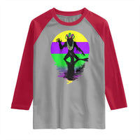 Funny Mardi Gras Rougarou Raglan Shirt Beads Carnival Cryptids Of Louisiana