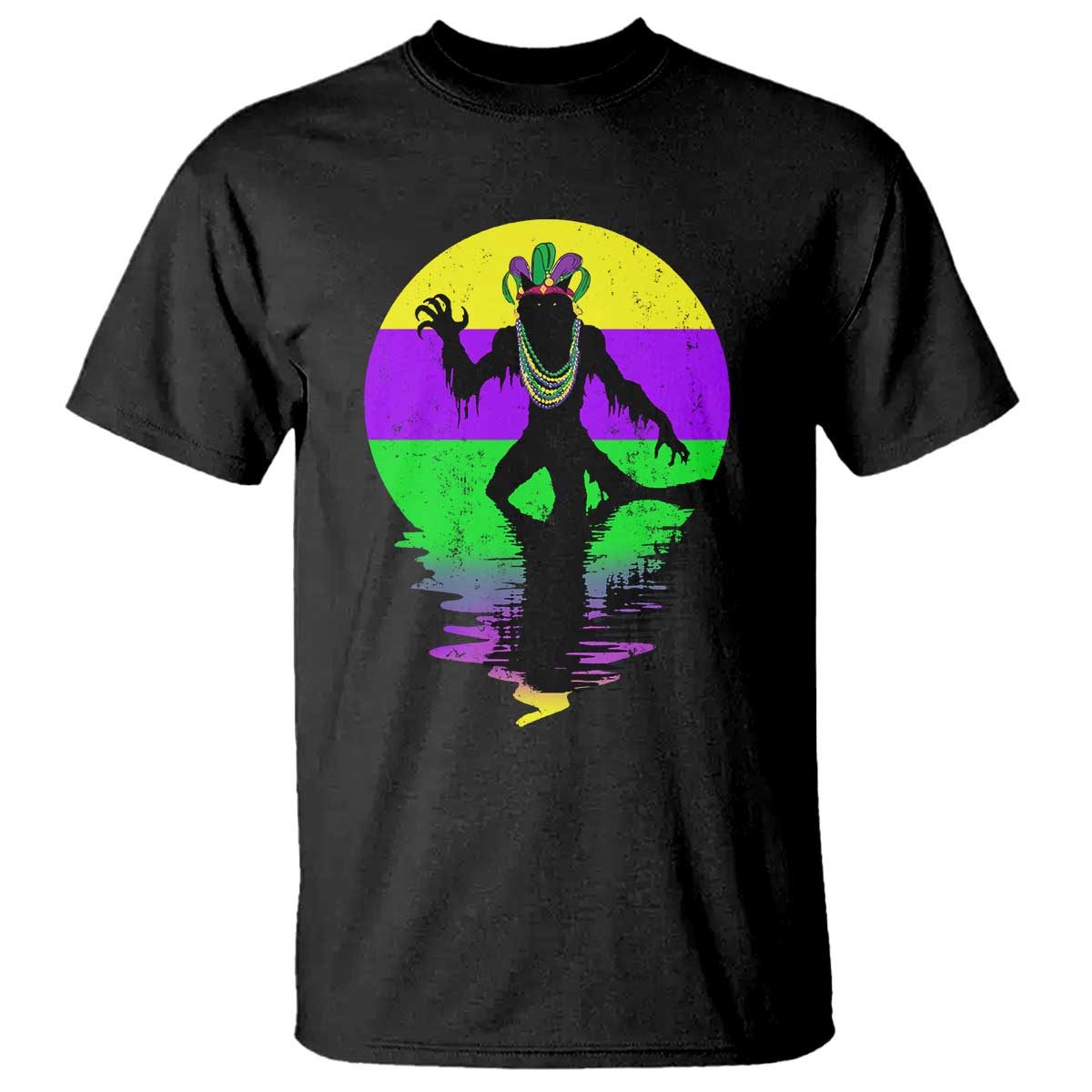 Funny Mardi Gras Rougarou T Shirt Beads Carnival Cryptids Of Louisiana