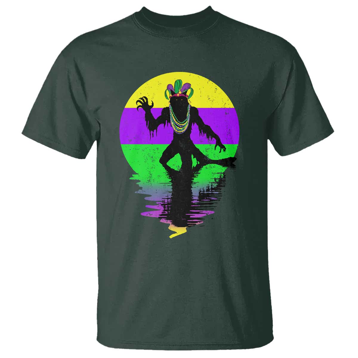 Funny Mardi Gras Rougarou T Shirt Beads Carnival Cryptids Of Louisiana