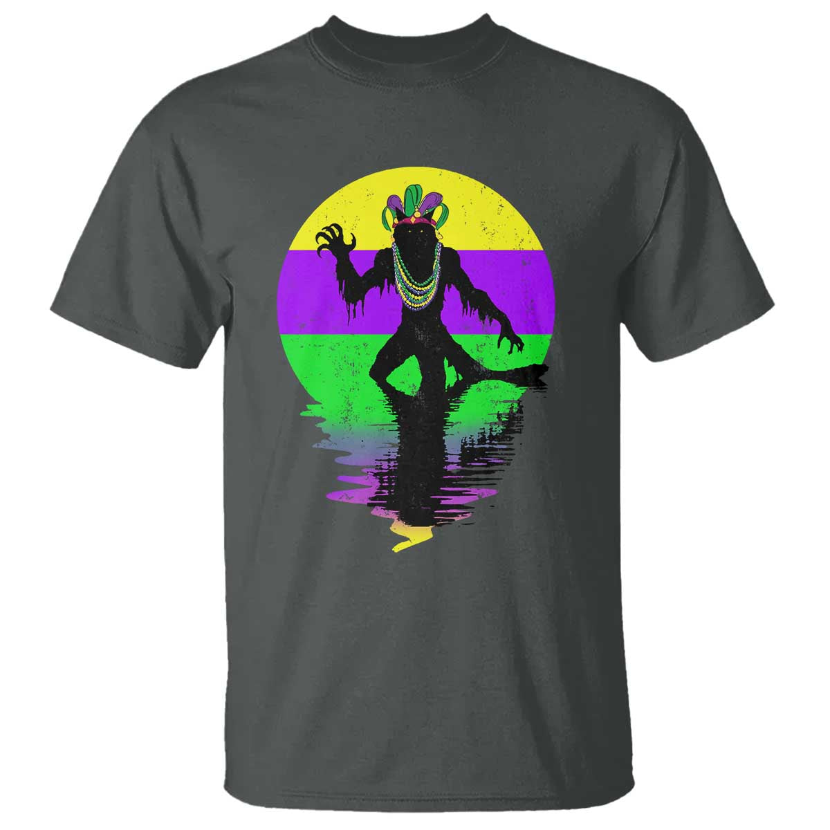 Funny Mardi Gras Rougarou T Shirt Beads Carnival Cryptids Of Louisiana