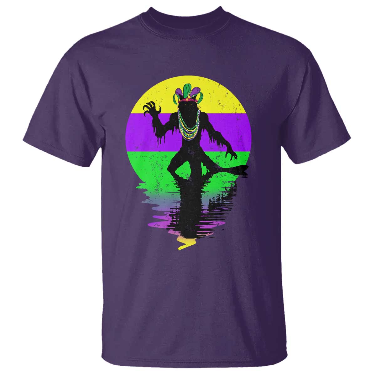 Funny Mardi Gras Rougarou T Shirt Beads Carnival Cryptids Of Louisiana
