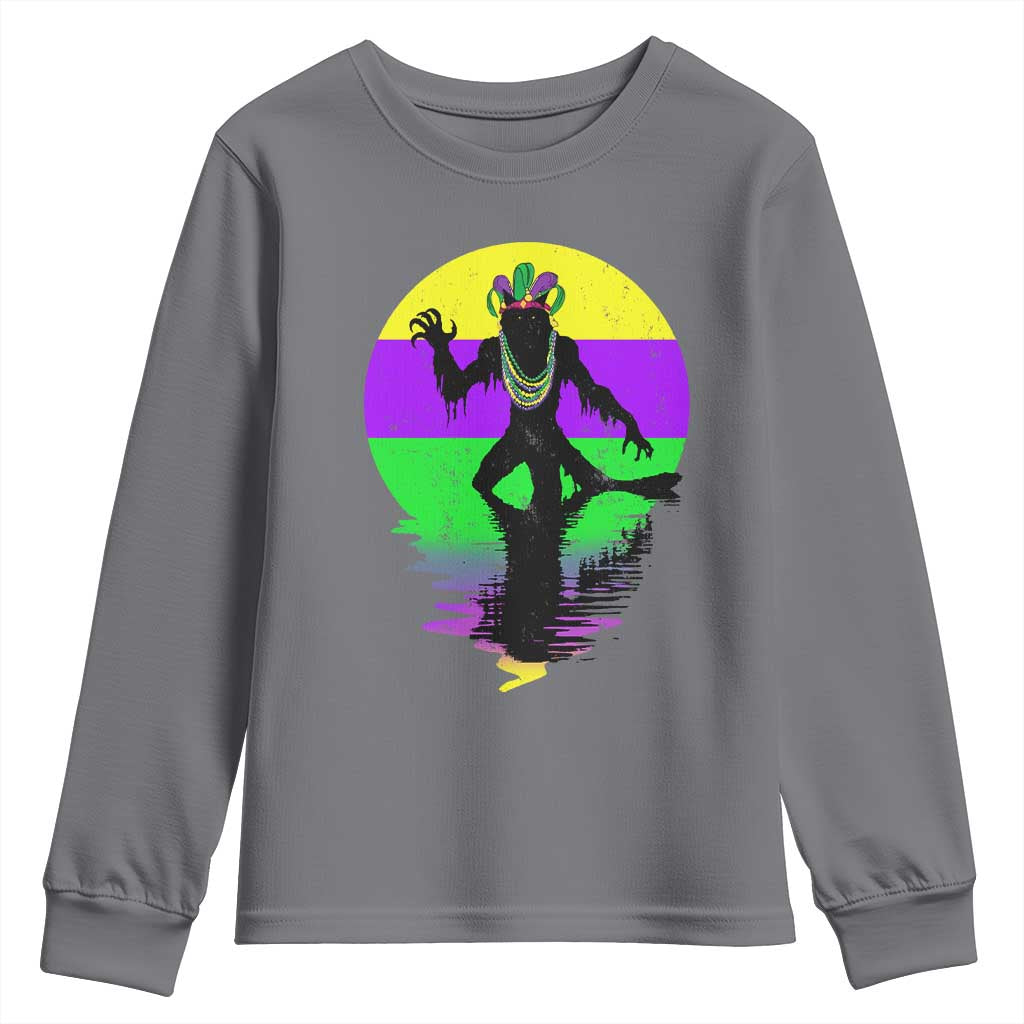 Funny Mardi Gras Rougarou Youth Sweatshirt Beads Carnival Cryptids Of Louisiana