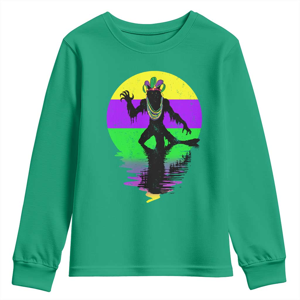 Funny Mardi Gras Rougarou Youth Sweatshirt Beads Carnival Cryptids Of Louisiana