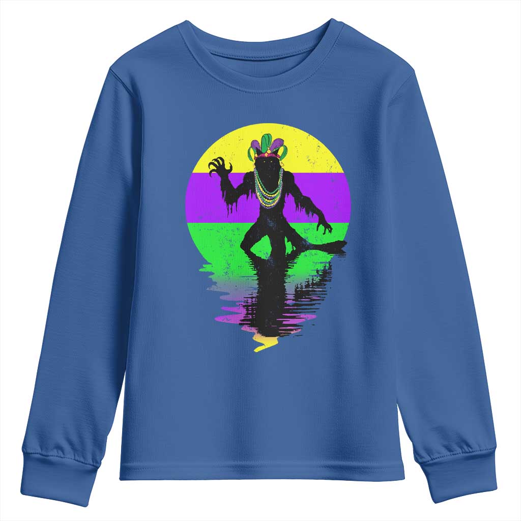 Funny Mardi Gras Rougarou Youth Sweatshirt Beads Carnival Cryptids Of Louisiana