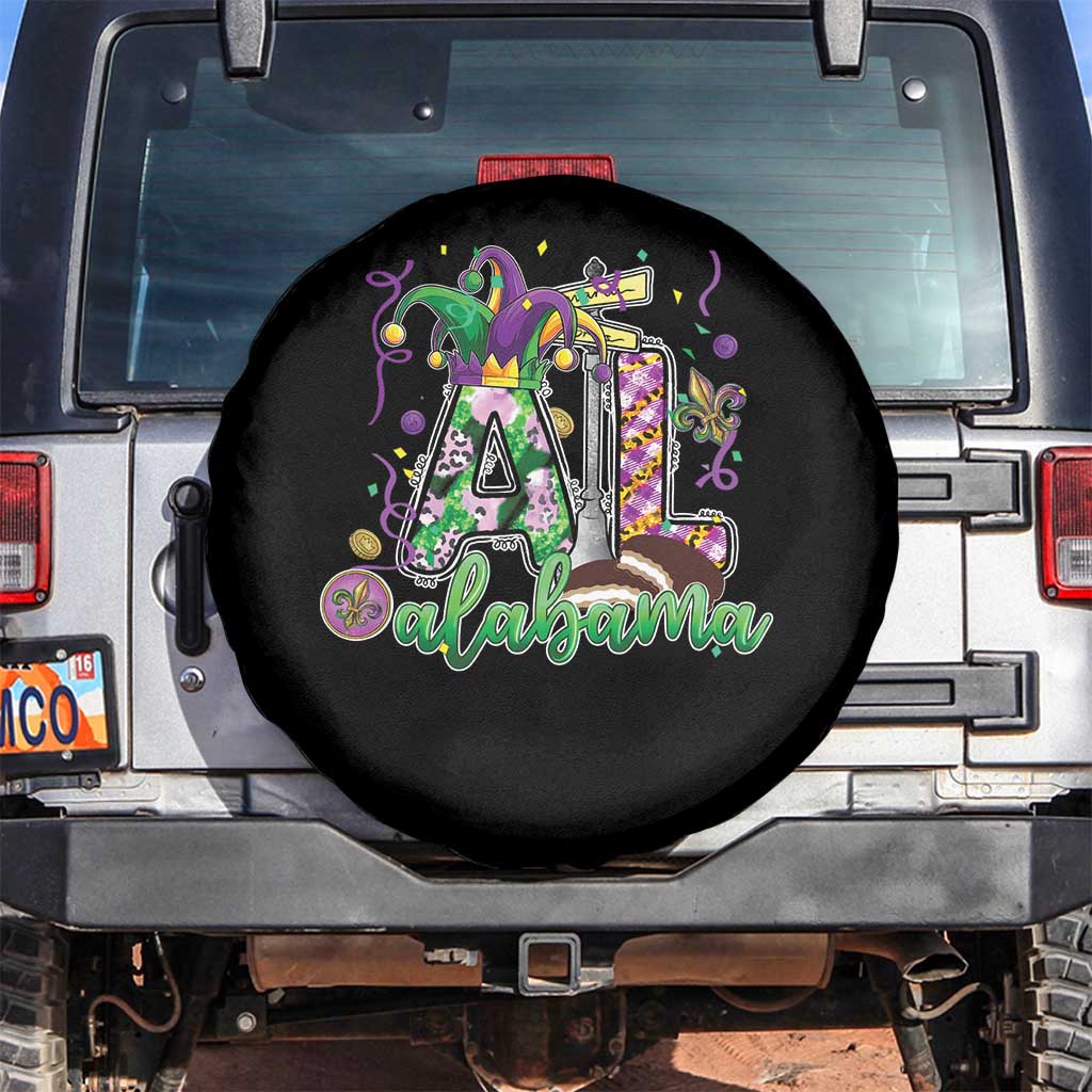 Funny Mardi Gras In Alabama AL Spare Tire Cover Moon Pie Jester Hat
