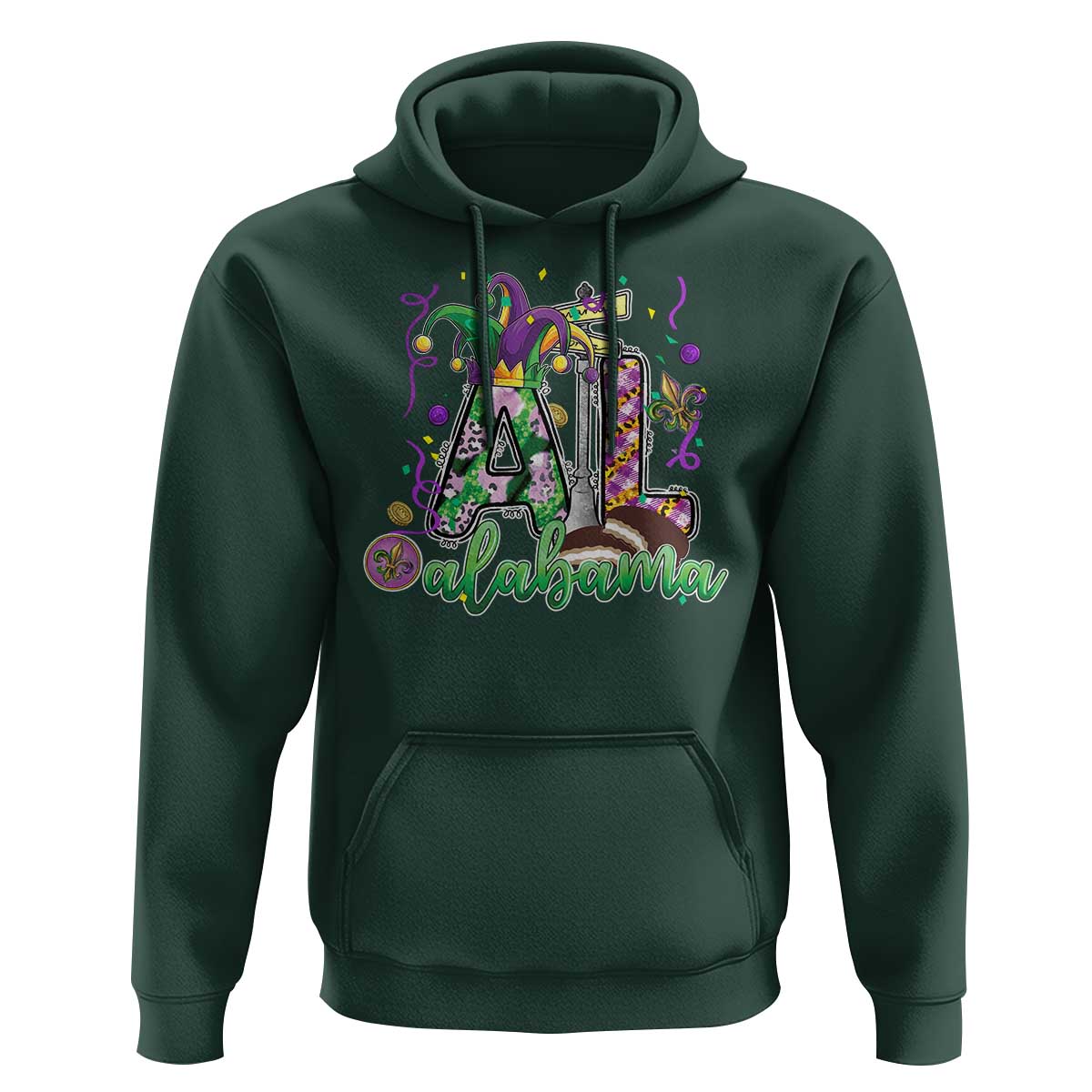 Funny Mardi Gras In Alabama AL Hoodie Moon Pie Jester Hat
