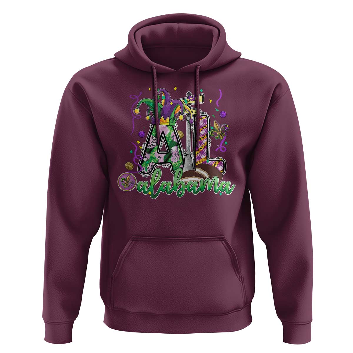 Funny Mardi Gras In Alabama AL Hoodie Moon Pie Jester Hat