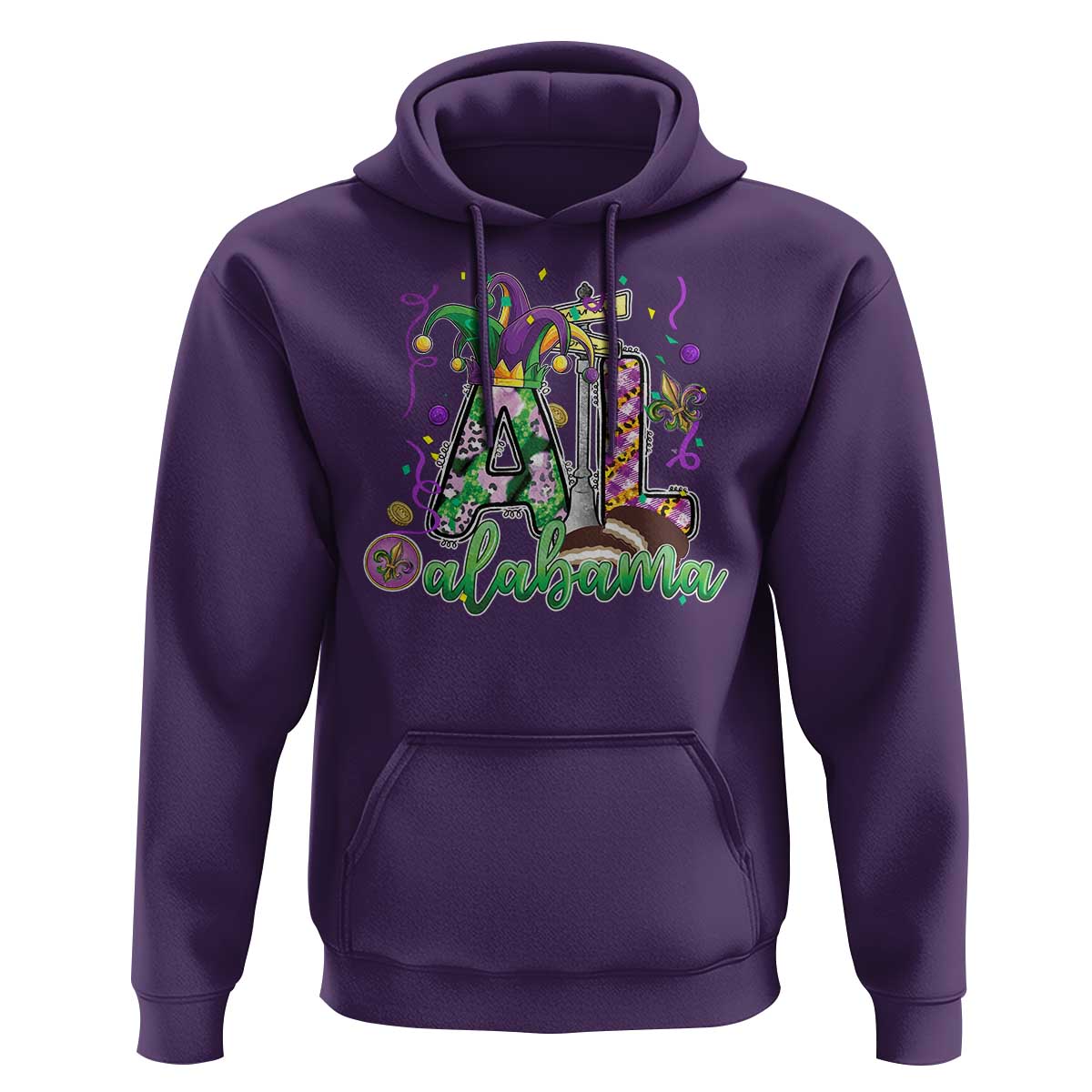 Funny Mardi Gras In Alabama AL Hoodie Moon Pie Jester Hat