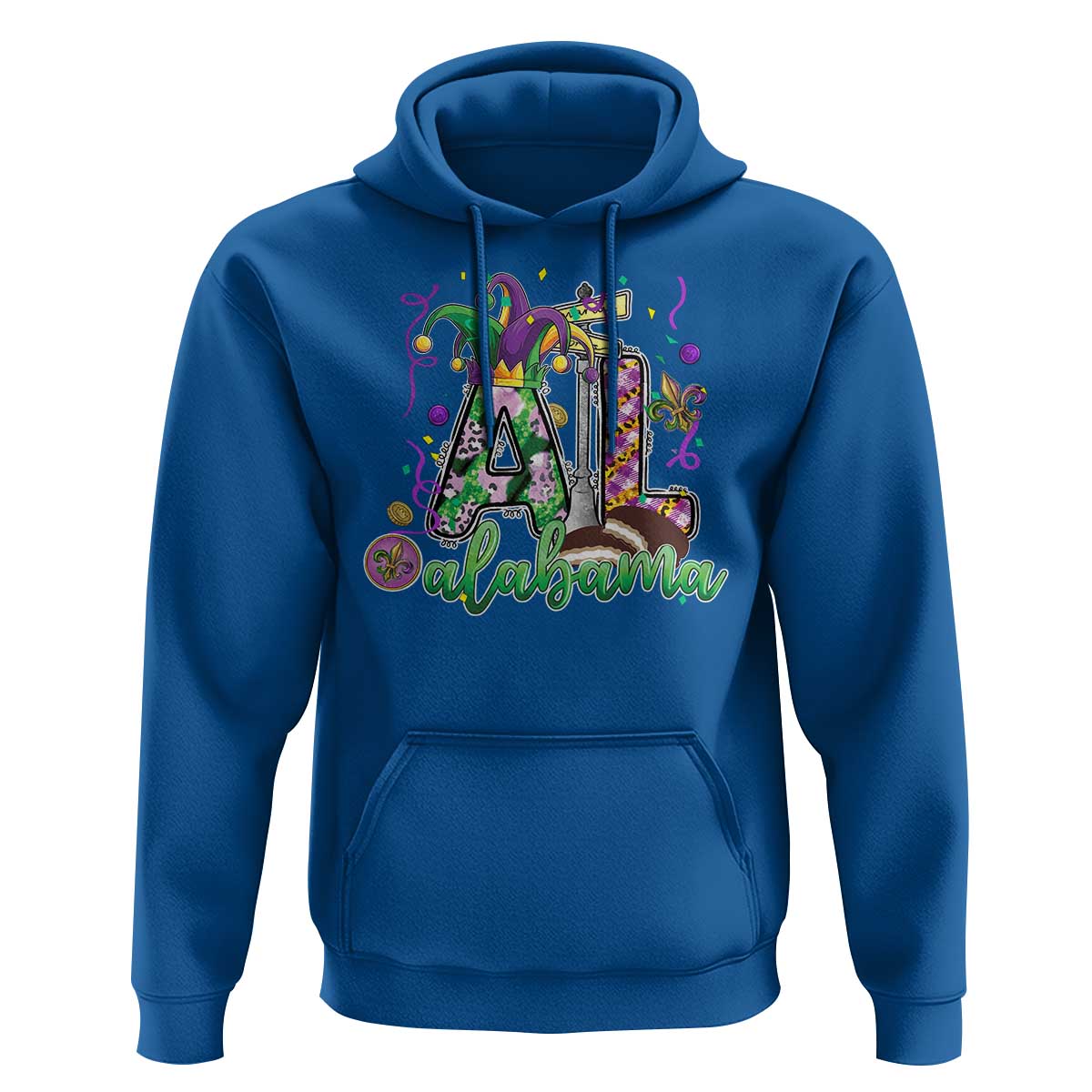 Funny Mardi Gras In Alabama AL Hoodie Moon Pie Jester Hat