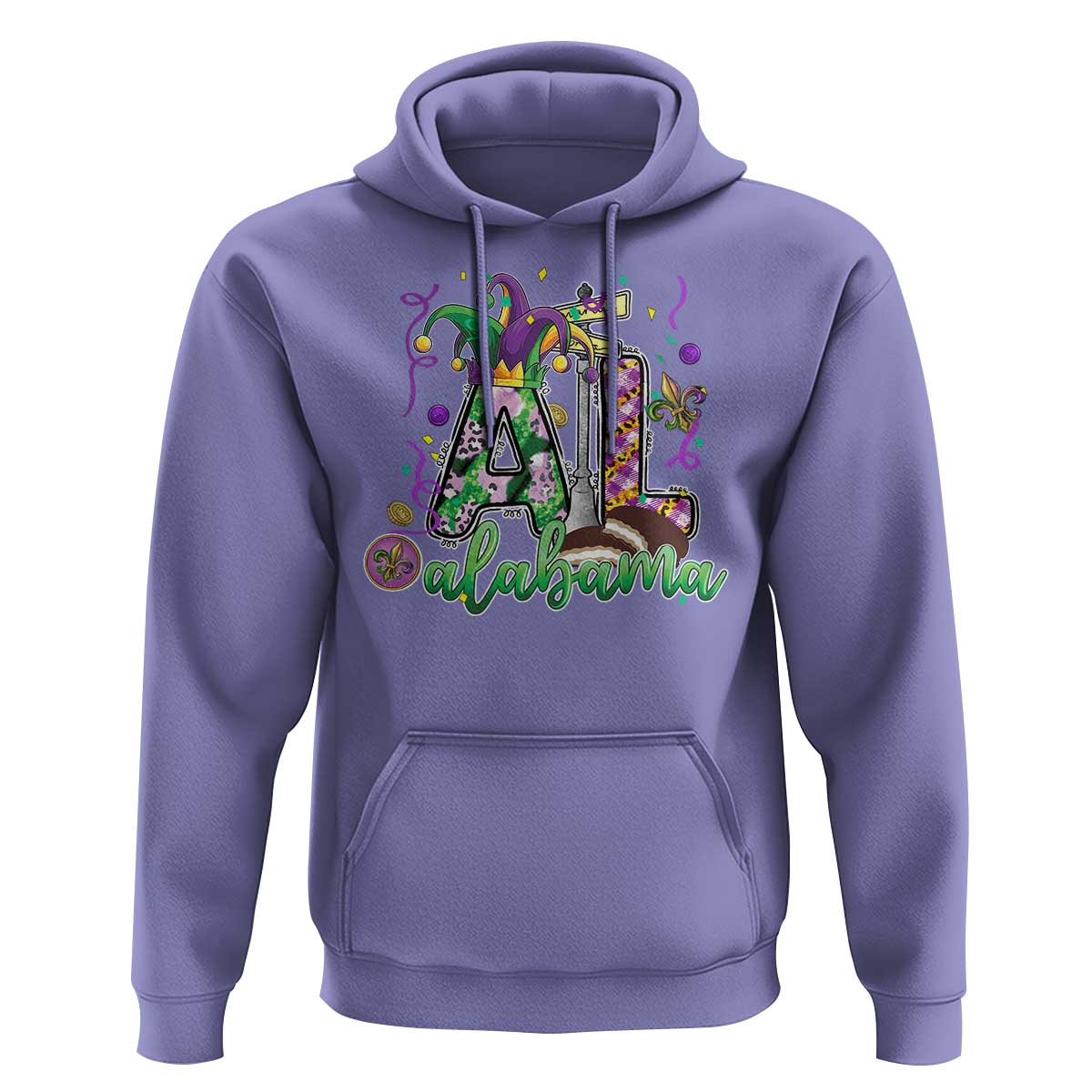 Funny Mardi Gras In Alabama AL Hoodie Moon Pie Jester Hat