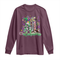 Funny Mardi Gras In Alabama AL Long Sleeve Shirt Moon Pie Jester Hat