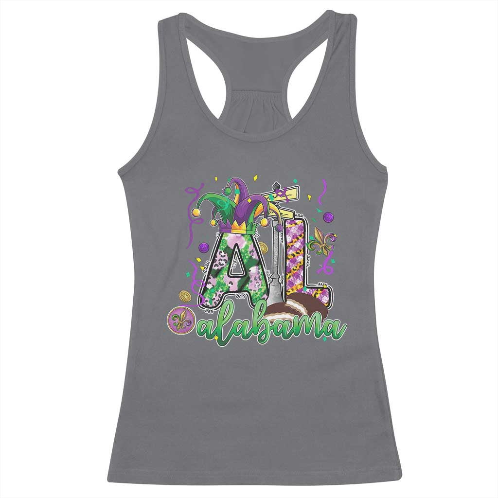 Funny Mardi Gras In Alabama AL Racerback Tank Top Moon Pie Jester Hat