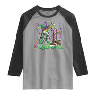 Funny Mardi Gras In Alabama AL Raglan Shirt Moon Pie Jester Hat