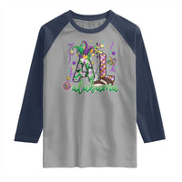Funny Mardi Gras In Alabama AL Raglan Shirt Moon Pie Jester Hat