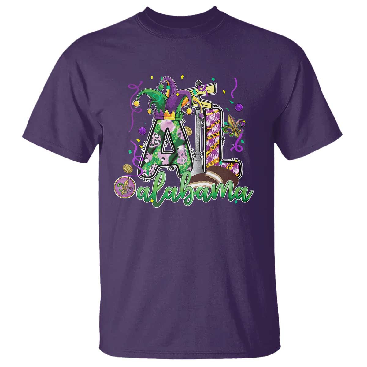 Funny Mardi Gras In Alabama AL T Shirt Moon Pie Jester Hat